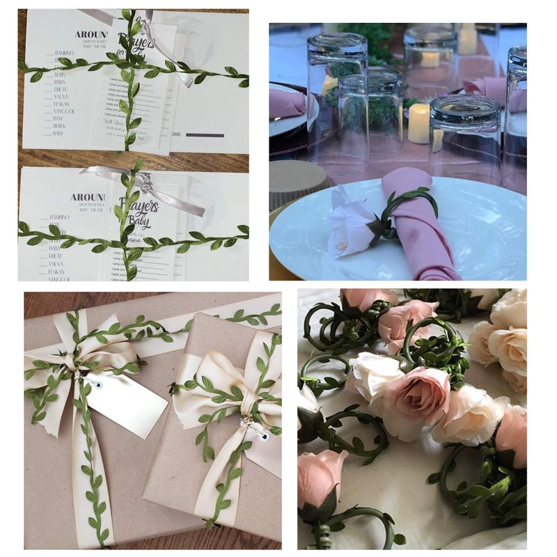 David accessories Olive Green Leaves Leaf Trim Ribbon -20 Yards - for DIY Craft Party Wedding Home Decoration (Olive Green) - Image 5